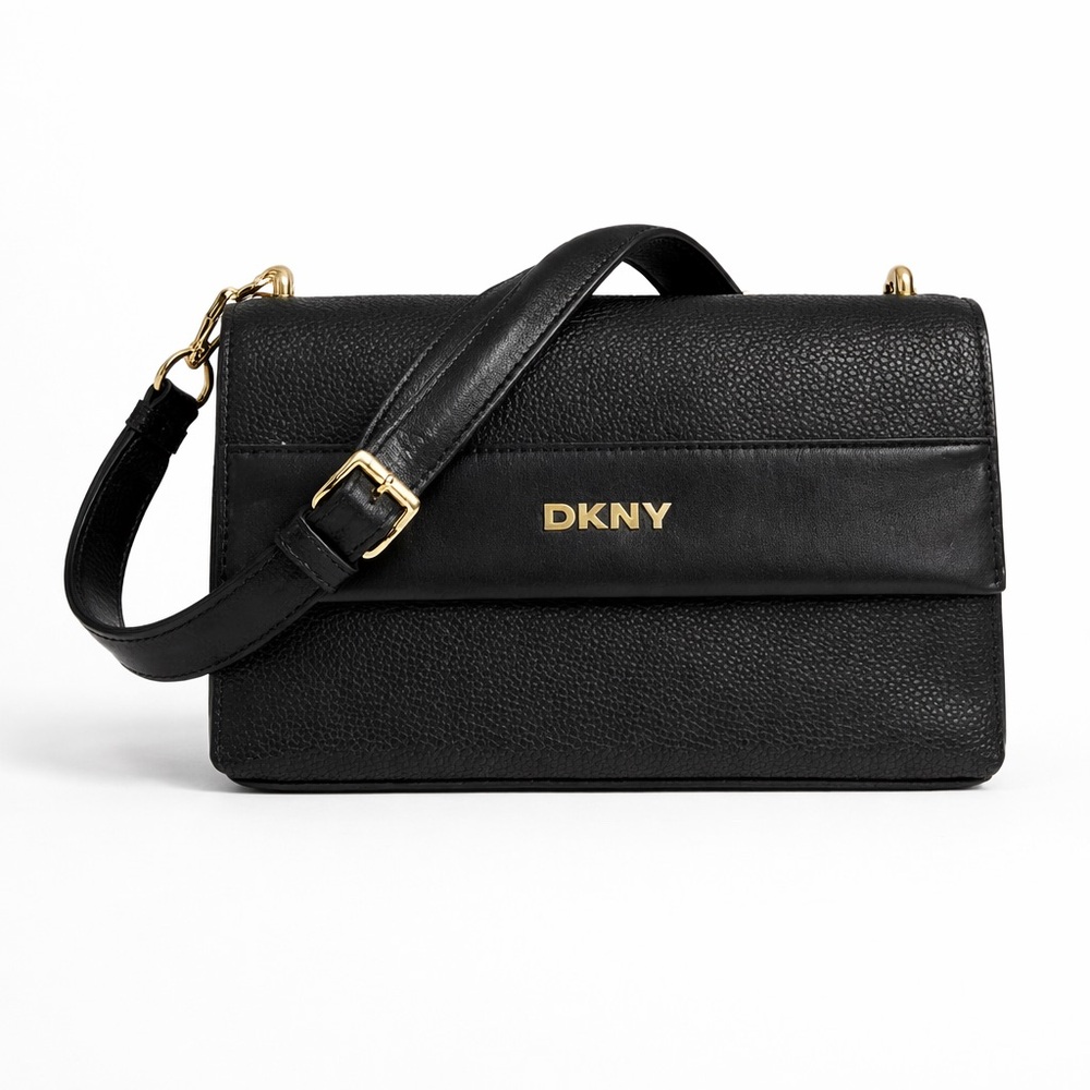 DKNY Black Crossbody Bag with Gold Accents